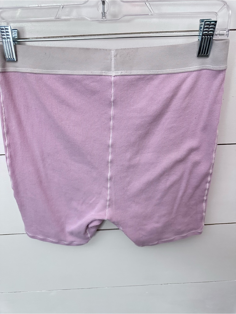Skims L pink ribbed cotton blend casual comfort boy loungewear short - Picture 8 of 11